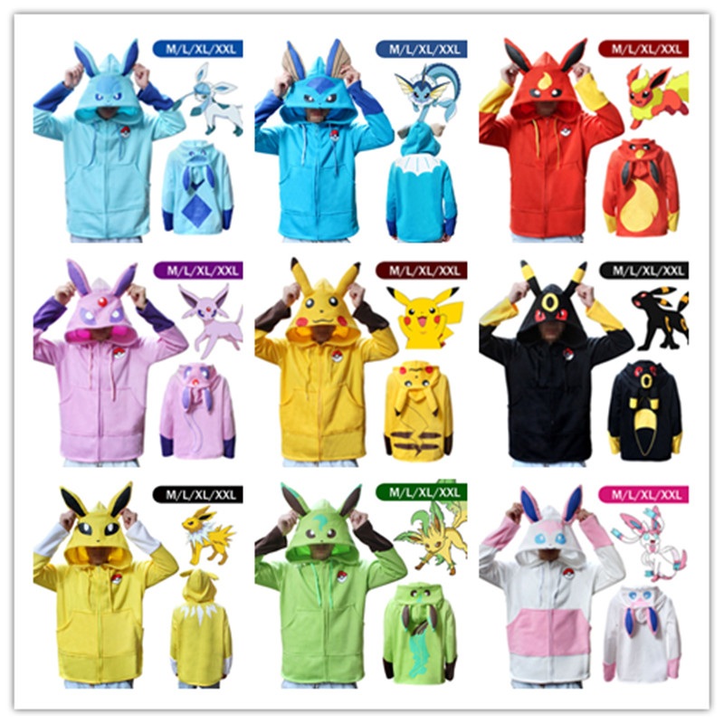 Womenmen Loose Hooded Sweatshirt Zipper Outerwear Animal Charmande Pikachu Cosplay Costume 3d Hoodies Hoodie Tops
