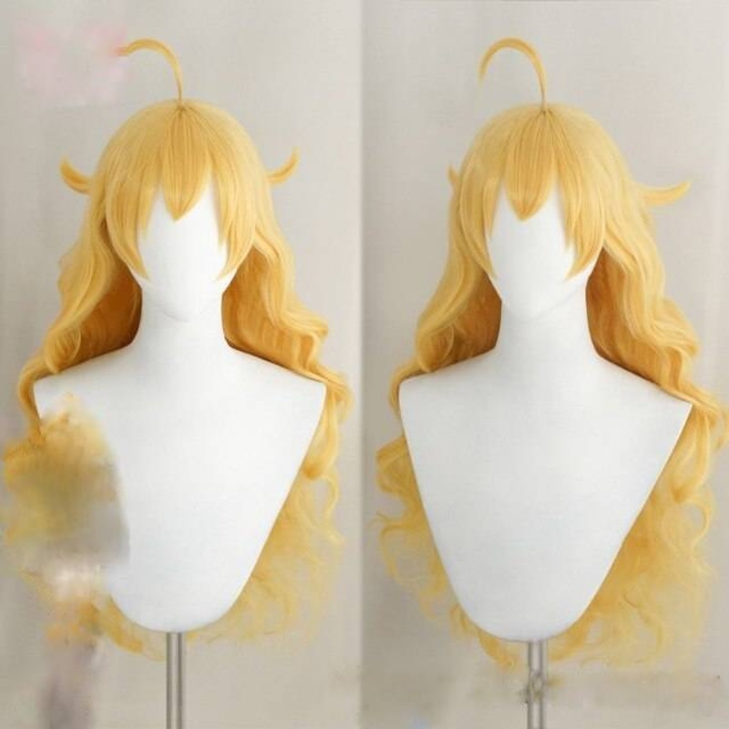 Anihut Rwby Yellow Yang Xiao Long Wavy Wig Heat Resistant Synthetic Cosplay Hair Anime