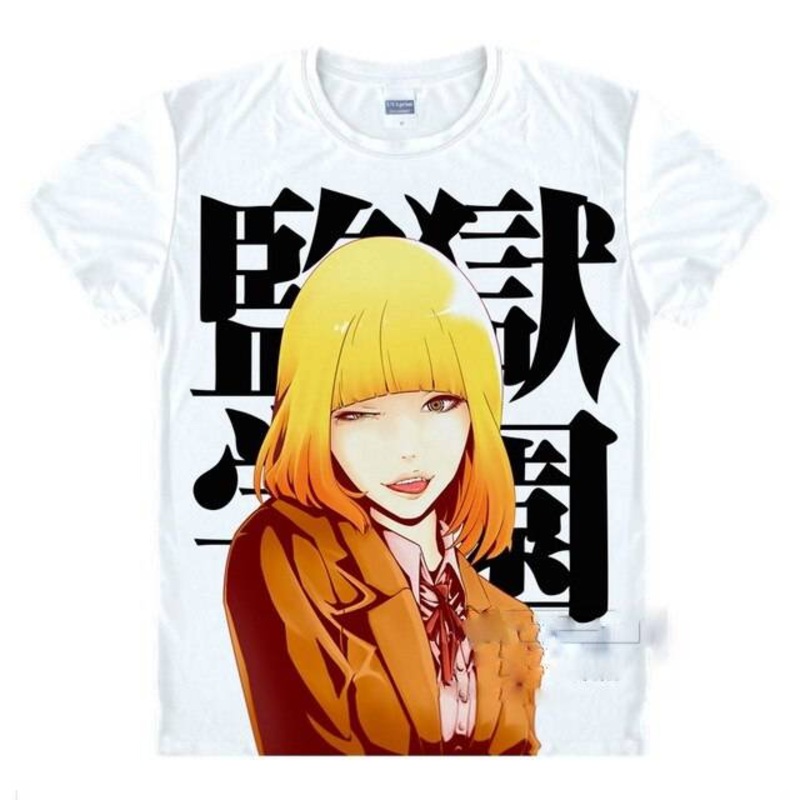Anime Prison School Cosplay Costumes Hana Sketch Print T-shirts Mari Kurihara Funny T Shirt Short-sleeve Tops Tees