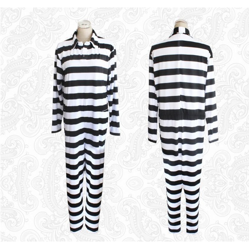 Anime Prison School Cosplay Halloween Striped Uniform Jumpsuit