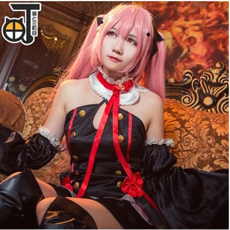 Anime Seraph The End Cosplay Krul Tepes Womans Skirts Cos Halloween Party Full Set 4in1topskirtsheadwearcollar