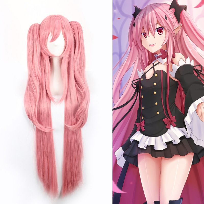 Anime Seraph The End Costumes Krul Tepes Daily Parties Universal Wig Cosplay High Temperature Pink Tiger Clip