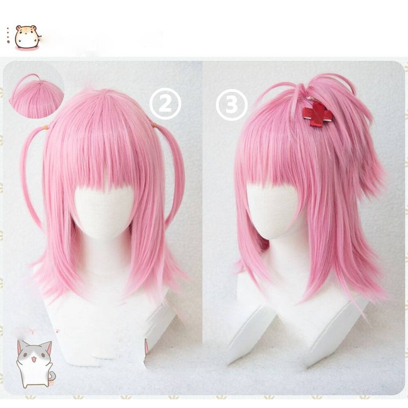 Anime Shugo Chara Amu Hinamori Doki Party Miki Suu Ran Pigtail Pink Synthetic Hair Heat Resistant Cosplay Wig Cap