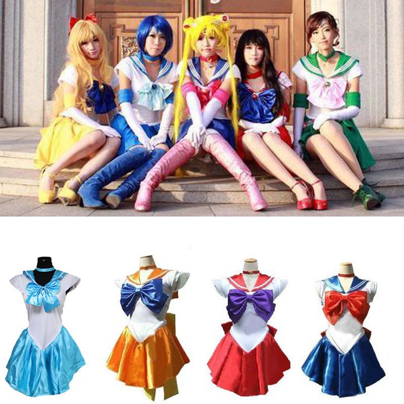 Anime Soldier Sailor Moon Cosplay Costume Set Princess Halloween Kids Adult Costumes Dress