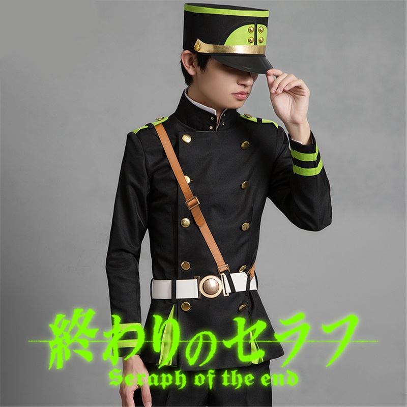 Unisex Mens High Seraph The End Owari No Serafu Yuichiro Hyakuya Uniform Wigs Hat Halloween Cosplay Costumeset