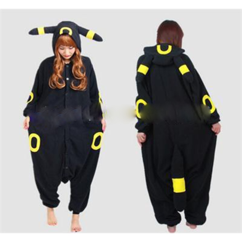 Adult Anime Cosplay Costume Black Pikachu Umbreon Onesie Unisex Pajamas Party Women