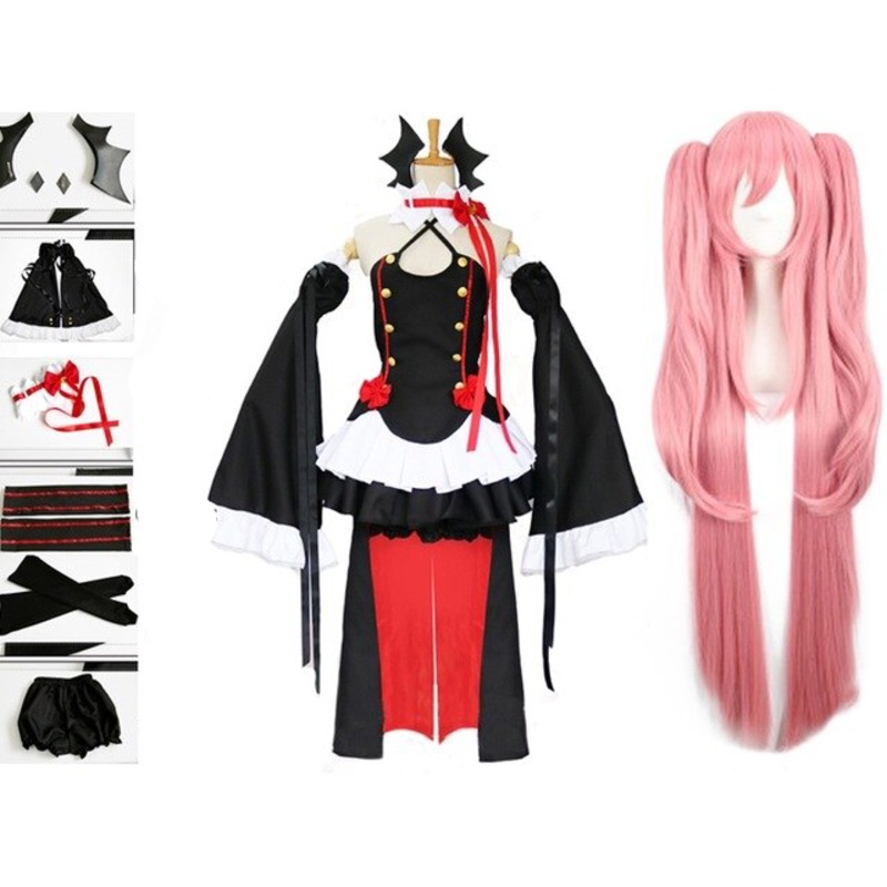 Anime Cosplay Owari No Seraph The End Krul Tepes Wigs Lolita Dress Vampire Uniforms 8pcs Set Halloween Carnival Party