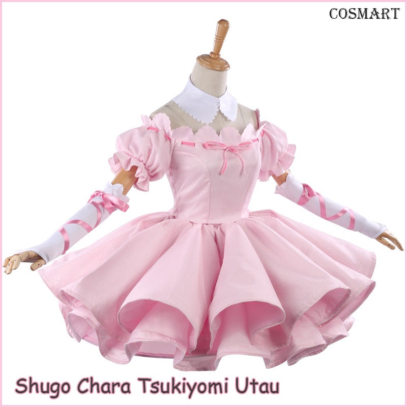 Anime Shugo Chara Tsukiyomi Utau Cosplay Costume Angel Pink Dress Uniform Girl Halloween Ship