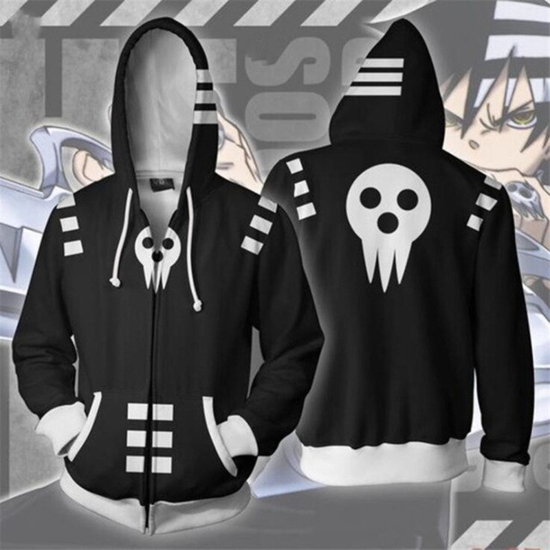 Anime Soul Eater Zip Hoodie Men And Women Cosplay Sweater Costume 3d Printing