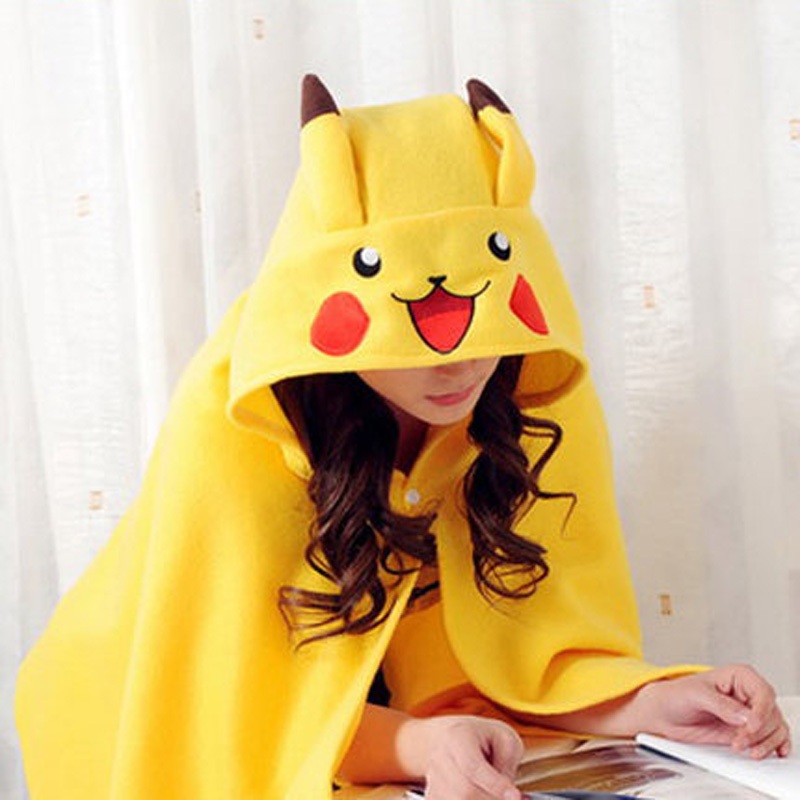 Women Coat Animal Onesies Pikachu Cosplay Cape Cloak Hoodies Hoody W Ears Hood Costume Warm