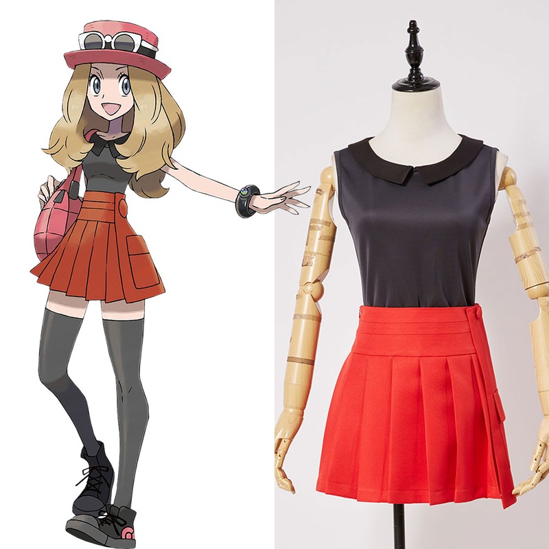 Xy Before Kalos Quest Serena Default Outfit Cosplay Costume Lady Women Suit Uniform Dress