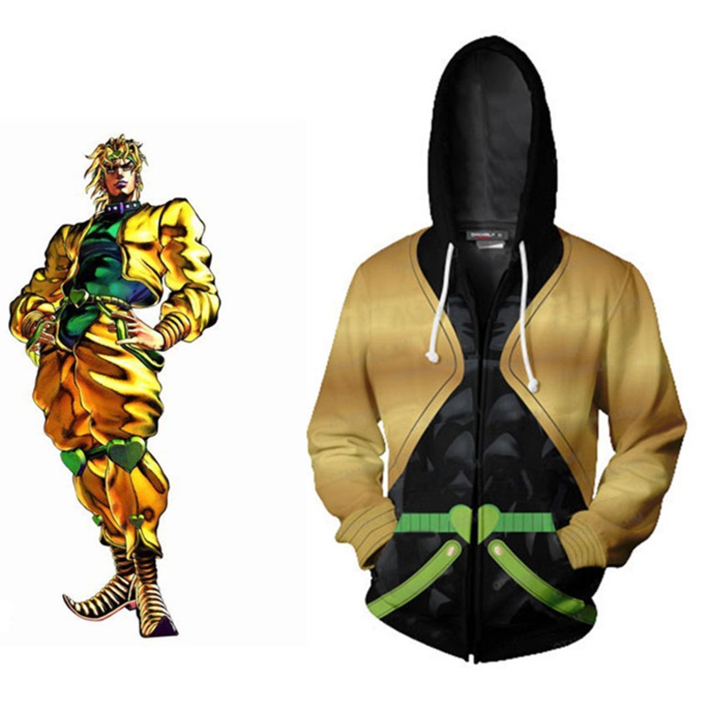Anime Jojos Bizarre Adventure Dio Brando Hoodies Sweatshirts 3d Printed Cardigan Hooded Sports Sweater Jacket Cosplay Costumes