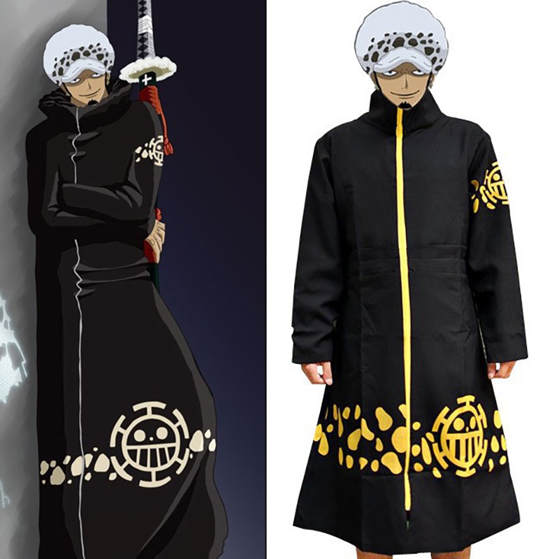Anime One Piece Cosplay Costume Cloak Suit Trafalgar Law Coat Jacket Boys Children Overcoat Halloween Party Men Trench