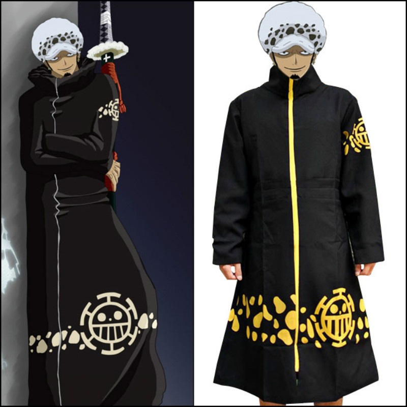 Anime One Piece Cosplay Costume Trafalgar Law D Water Upscale Windbreaker Cloak Bodysuit