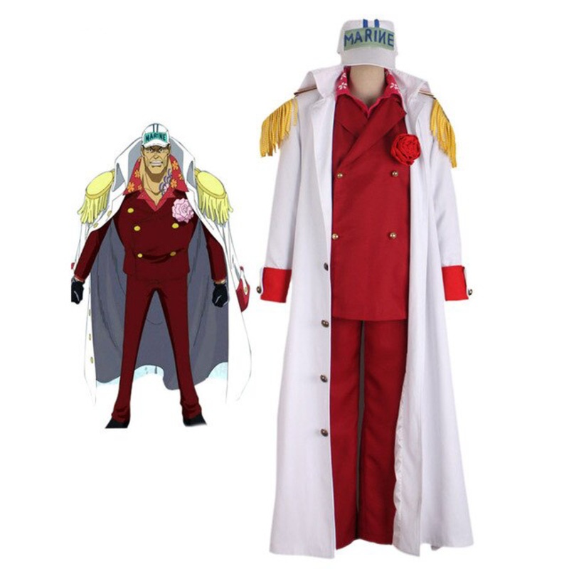 Anime One Piece Cosplay Costumes Akainu Sakazuki Borsalino Sengoku Halloween Justice White Navy Uniforms