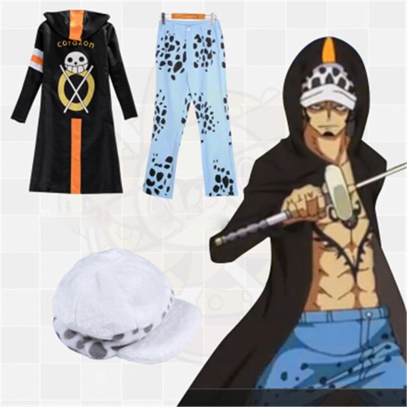Anime One Piece Cosplay Costumes Suit Unisex Trafalgar Law Cos Uniform Coatcloak Pants Hat