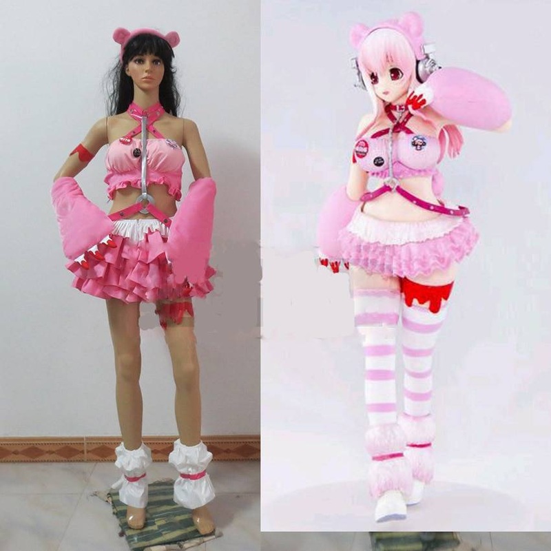 Anime Super Sonico Pink Bear Gloomy Racing Gk Ver Cosplay Costume