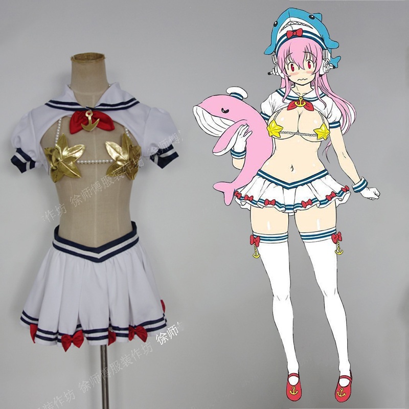 Anime Super Sonico Pisces Ver Sailor Suit Uniform Cosplay Costume Halloween Outfit Women