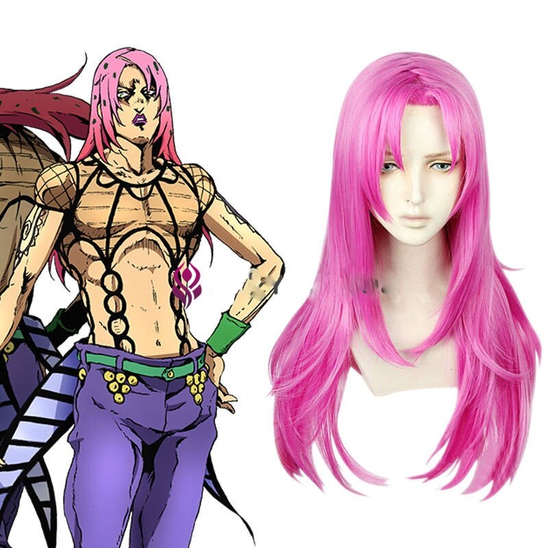 Jojos Bizarre Adventure Diavolo Anime 80cm Long Heat Resistant Cosplay Costumes Wig Cap