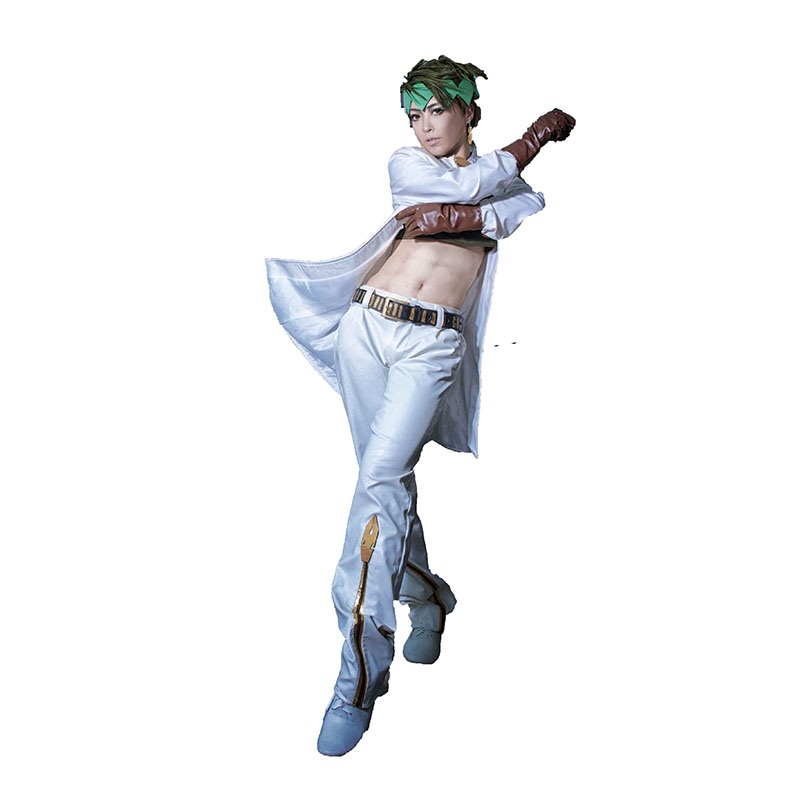 Jojos Bizarre Adventure Rohan Kishibe Cosplay Costume White Suit With Belt