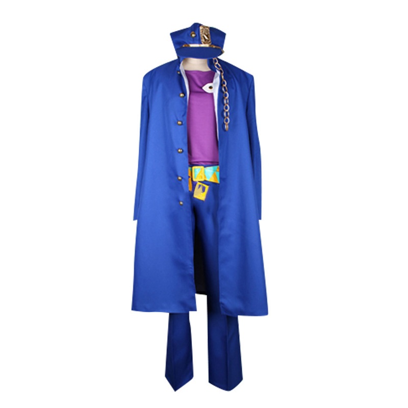 Anime Jojos Bizarre Adventure Jotaro Kujo Cosplay Costume Blue Coat Full Set Any Size