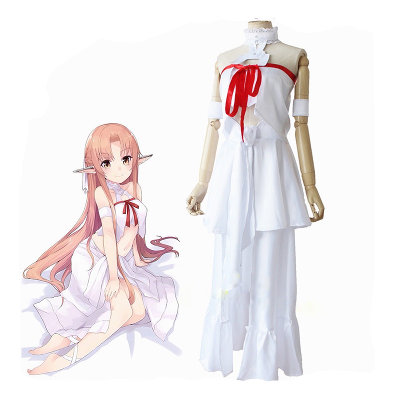 Anime Sword Art Cosplay Costume Red Skirts Yuuki Asuna Prison Full Set Costumes