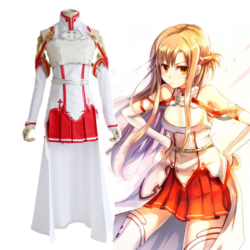 Anime Sword Art Cosplay Costumes Asuna Yuuki Costume Combats Uniforms Halloween Party Women Game