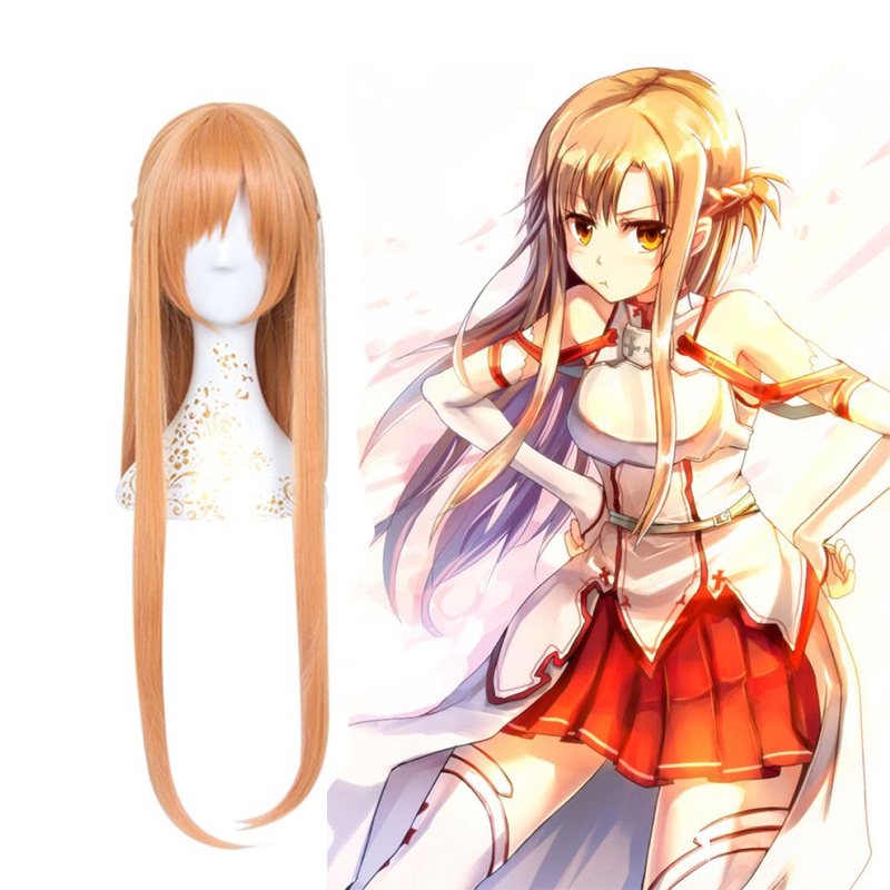 Anime Sword Art Cosplay Wigs Asuna Yuuki Wig Heat Resistant Synthetic Hair Halloween Party Women