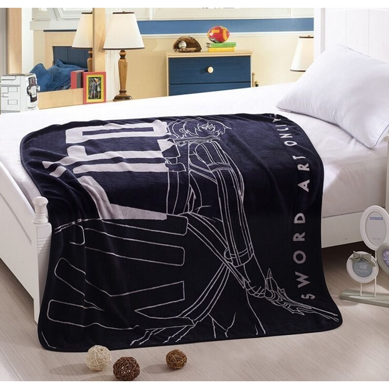 Anime Sword Art Kirito Blanket Warm Plush Coral Fleece Sofa Bed Air Conditioner Quilt Rug Sao Kirigaya Kazuto Cosplay