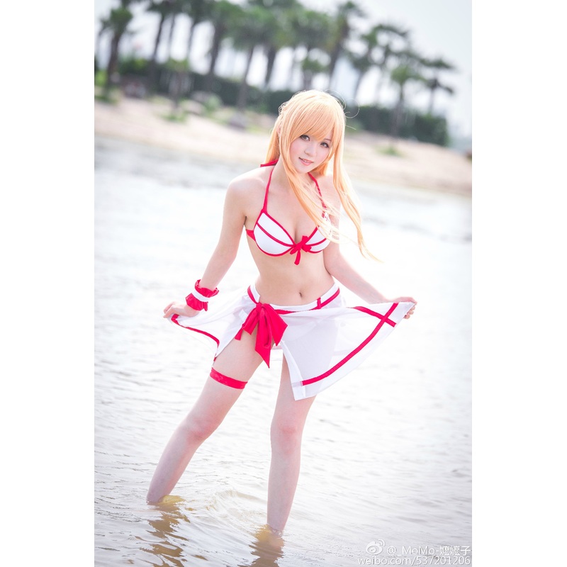 Anime Sword Art Yuuki Asuna Sao Style Bikini Swimsuit Cosplay Costume