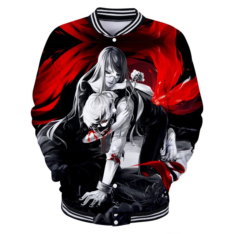 Anime Tokyo Ghoul 3d Print Sweatshirt Hoodies Cosplay Unisex Jacket Baseball Uniform Clothing Outerwear