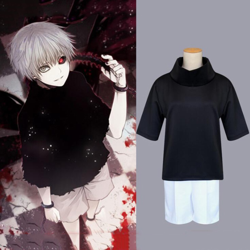 Anime Tokyo Ghoul Kaneki Ken Cosplay Costumes Boy Girl Full Set Top And Shorts Daily Costume Size S-xxl