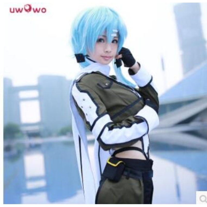 Asada Shino Cosplay Sword Art 2 Sinon Military Uwowo Costume Sinonon Green White And Black