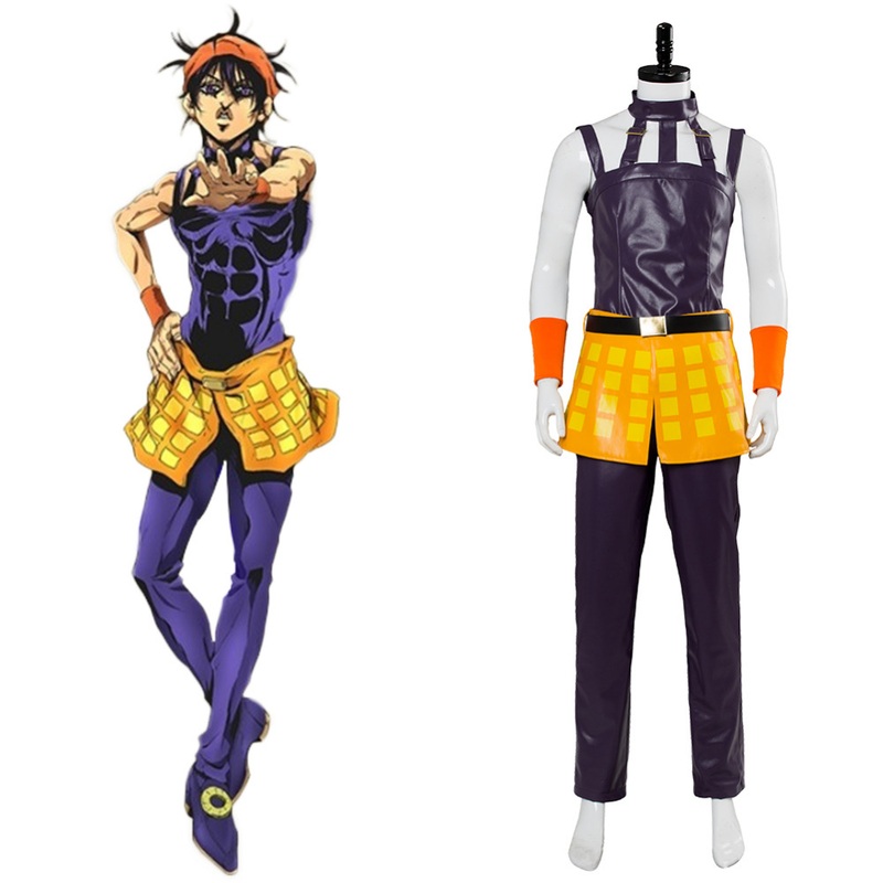 Jojos Bizarre Adventure Cosplay Costume Golden Wind Narancia Ghirga Outfit Full Set Halloween Carnival